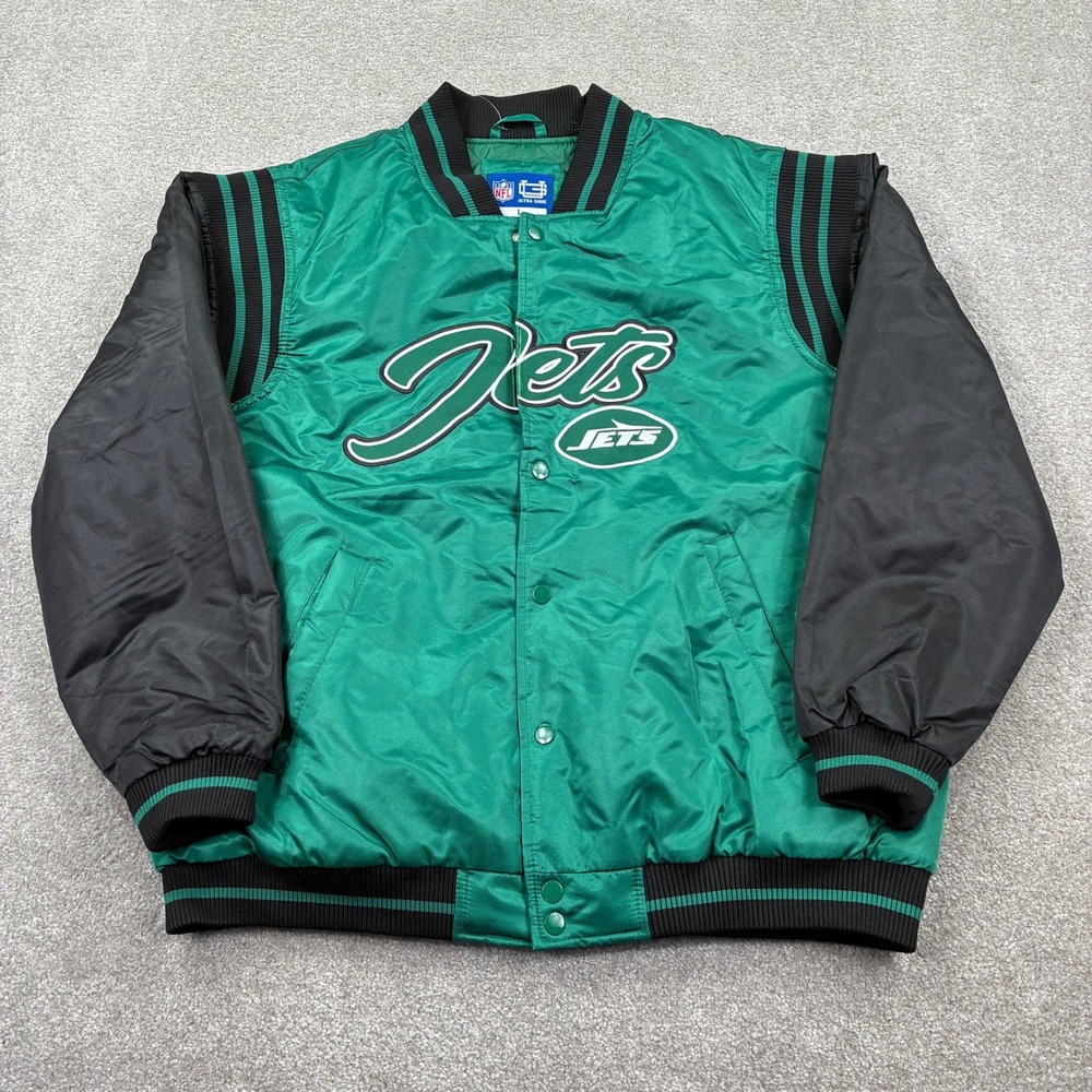 NFL Jets Ultra Game Green Black Bomber Jacket Mens Size L